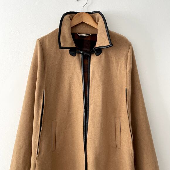 Soft Surroundings Camel Wool Blend Cape XL Plaid Interior Pockets Toggle Closure - Picture 3 of 15